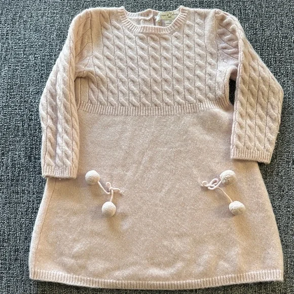 Pink Cable Knit Kids Dress - Picture 1 of 4